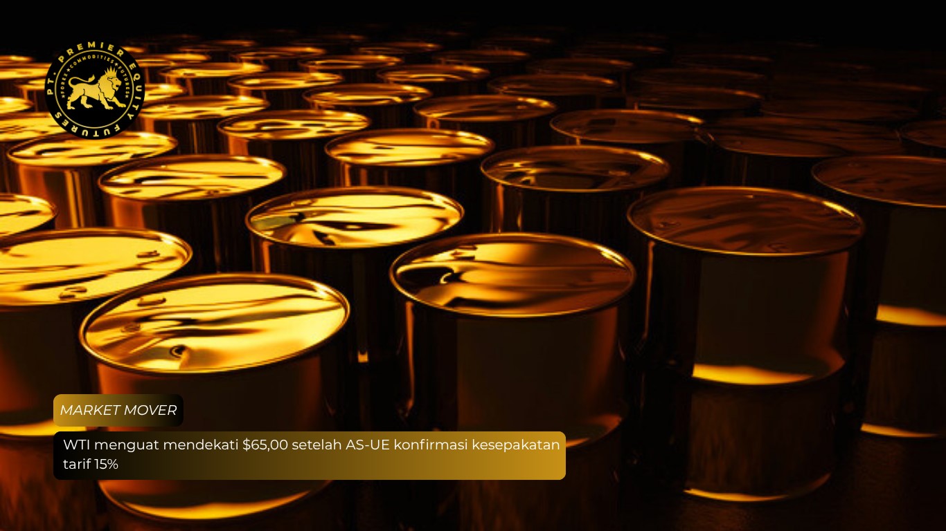 WTI menguat mendekati $65,00 setelah AS-UE konfirmasi kesepakatan tarif 15%
