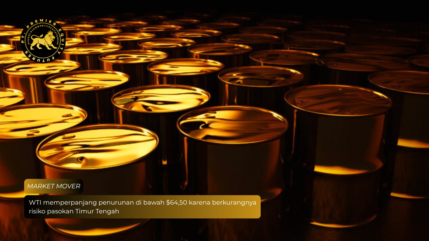 WTI memperpanjang penurunan di bawah $64,50 karena berkurangnya risiko pasokan Timur Tengah