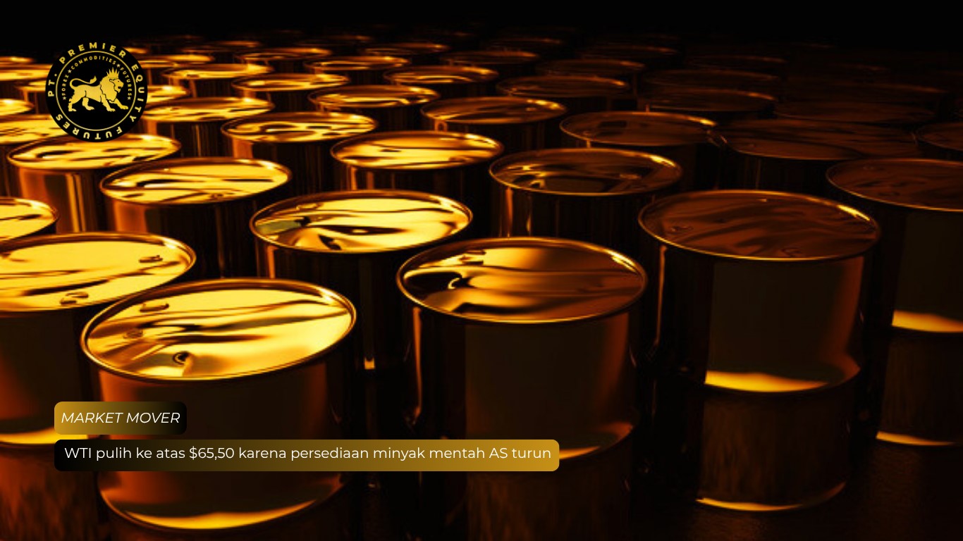 WTI pulih ke atas $65,50 karena persediaan minyak mentah AS turun