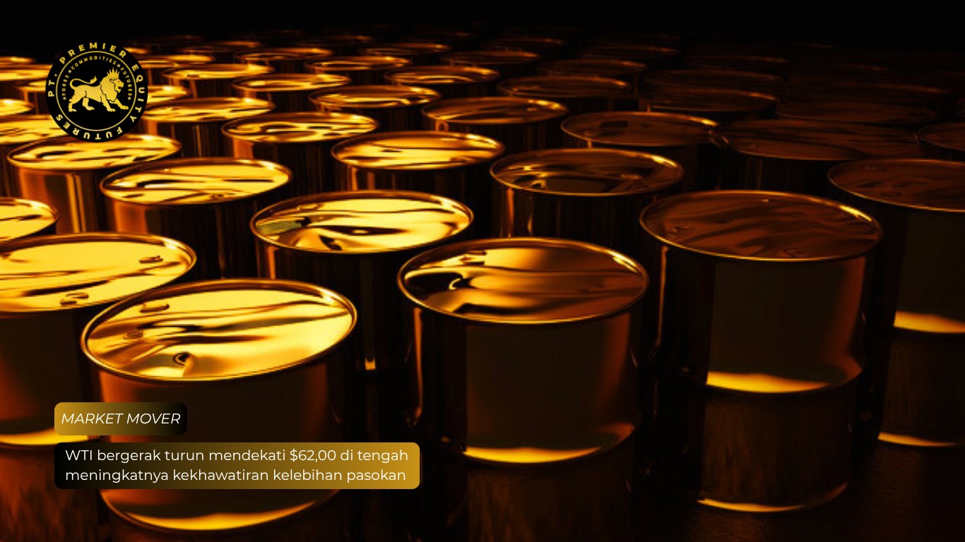 WTI bergerak turun mendekati $62,00 di tengah meningkatnya kekhawatiran kelebihan pasokan